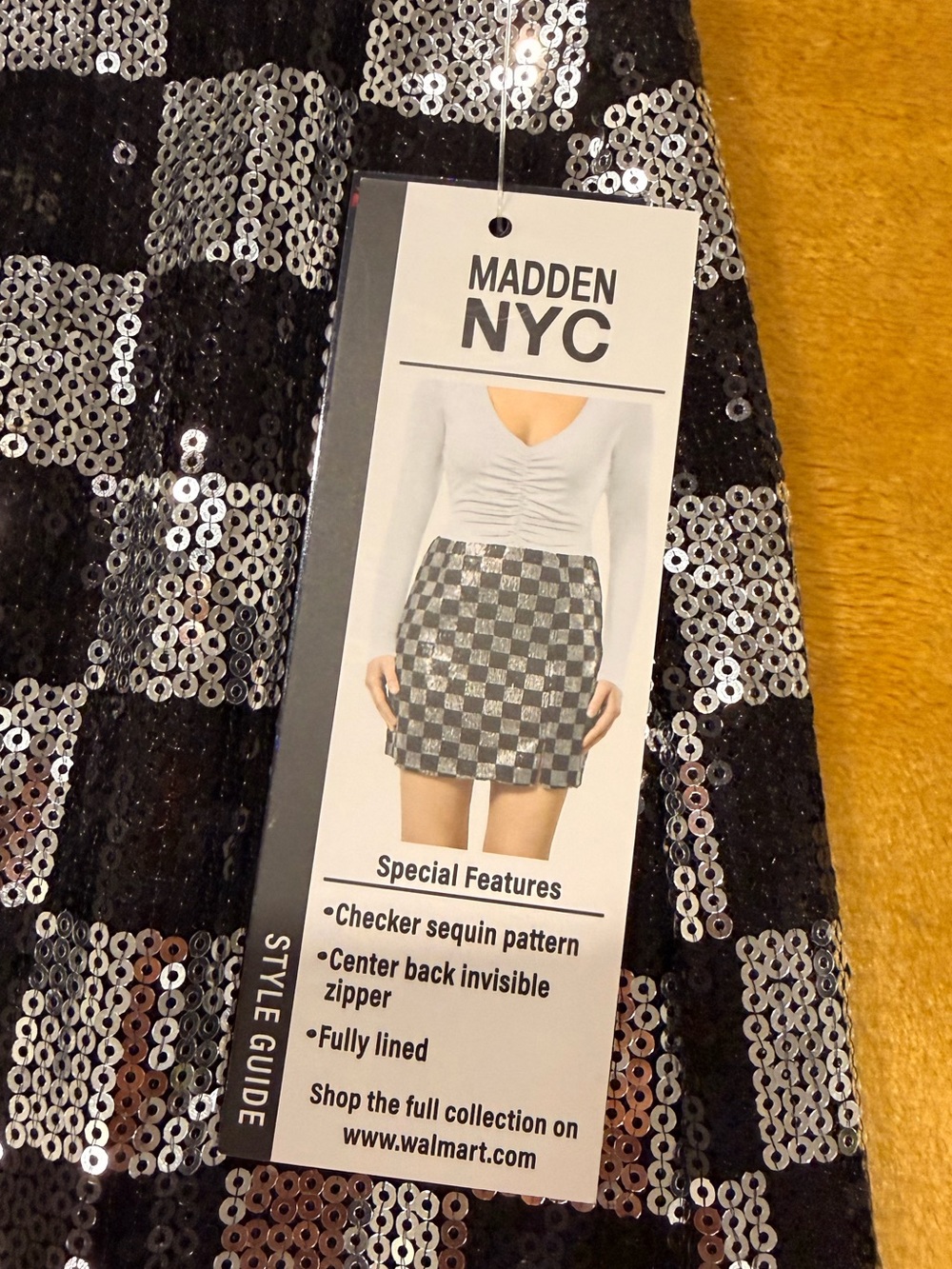 Madden NYC Black & Silver Sequin Checker Mini Skirt - Picture 3 of 6